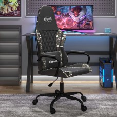 Masāžas datorspēļu krēsls, melna un kamuflāžas mākslīgā āda