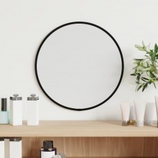 Sienas spogulis, melns, ø 30 cm, apaļš