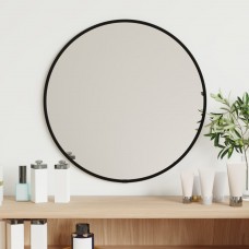 Sienas spogulis, melns, ø 40 cm, apaļš