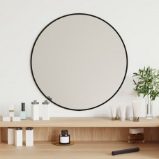 Sienas spogulis, melns, ø 50 cm, apaļš