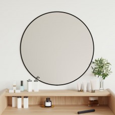 Sienas spogulis, melns, ø 60 cm, apaļš