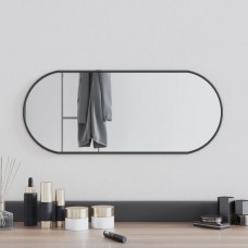 Sienas spogulis, melns, 60x25 cm, ovāls