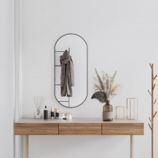 Sienas spogulis, melns, 90x40 cm, ovāls