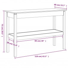 Konsoles galdiņš, balts, 110x40x75 cm, priedes masīvkoks