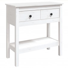 Konsoles galdiņš, balts, 75x35x75 cm, priedes masīvkoks
