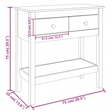 Konsoles galdiņš, balts, 75x35x75 cm, priedes masīvkoks