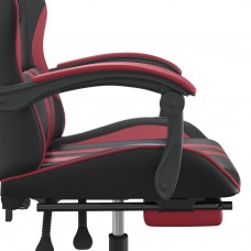 Datorkrēsls ar kāju balstu, melna un vīnsarkana mākslīgā āda