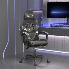 Datorspēļu krēsls, melna un kamuflāžas mākslīgā āda