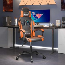 Datorspēļu krēsls, melna un oranža mākslīgā āda