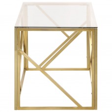 Kafijas galdiņš, zelta krāsā, nerūsējošs tērauds, rūdīts stikls