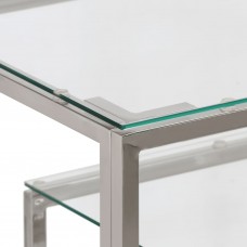 Konsoles galdiņš, sudrabains, nerūsējošs tērauds, rūdīts stikls