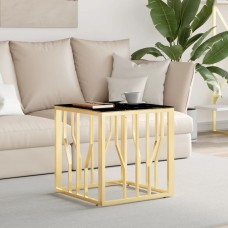 Kafijas galdiņš, zeltains, 50x50x50 cm, tērauds, stikls