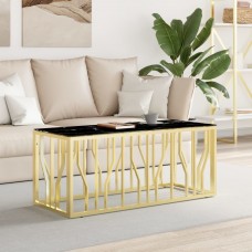 Kafijas galdiņš, zelta, 110x45x45cm, nerūsējošs tērauds, stikls