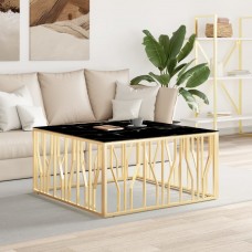 Kafijas galdiņš, zelta, 100x100x50 cm, tērauds, stikls