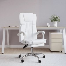 Biroja krēsls, atgāžams, balta mākslīgā āda