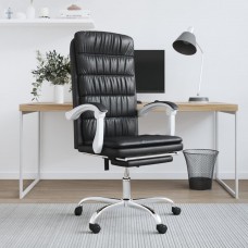 Biroja krēsls, atgāžams, melna mākslīgā āda