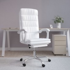 Biroja krēsls, atgāžams, balta mākslīgā āda