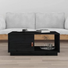 Kafijas galdiņš, melns, 80x50x35,5 cm, priedes masīvkoks