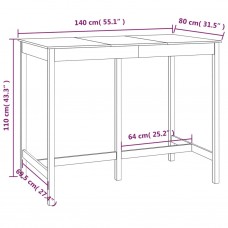Bāra galds, 140x80x110 cm, priedes masīvkoks
