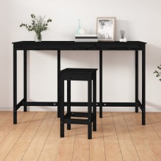 Bāra galds, melns, 180x80x110 cm, priedes masīvkoks