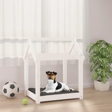 Suņu gulta, balta, 61x50x70 cm, priedes masīvkoks