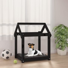 Suņu gulta, melna, 61x50x70 cm, priedes masīvkoks