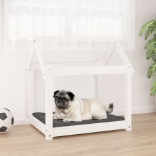 Suņu gulta, balta, 71x55x70 cm, priedes masīvkoks