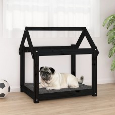 Suņu gulta, melna, 71x55x70 cm, priedes masīvkoks