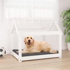 Suņu gulta, balta, 81x60x70 cm, priedes masīvkoks