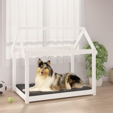 Suņu gulta, balta, 101x70x90 cm, priedes masīvkoks