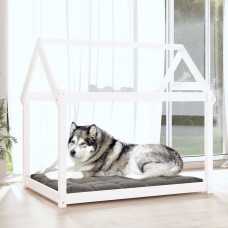 Suņu gulta, balta, 111x80x100 cm, priedes masīvkoks
