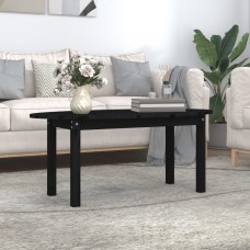 Kafijas galdiņš, melns, 110x55x45 cm, priedes masīvkoks