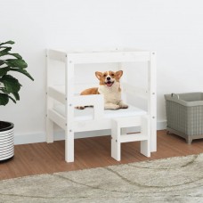 Suņu gulta, balta, 55,5x53,5x60 cm, priedes masīvkoks