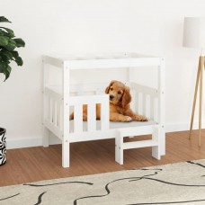 Suņu gulta, balta, 75,5x63,5x70 cm, priedes masīvkoks