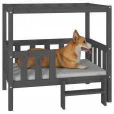 Suņu gulta, pelēka, 95,5x73,5x90 cm, priedes masīvkoks