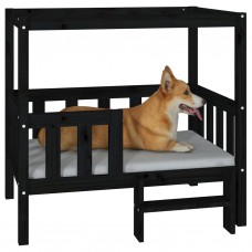 Suņu gulta, melna, 95,5x73,5x90 cm, priedes masīvkoks