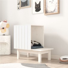 Kaķu māja, balta, 60x36x60 cm, priedes masīvkoks