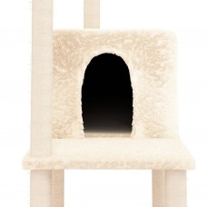 Kaķu māja ar sizala stabiem nagu asināšanai, 144,5 cm, bēša