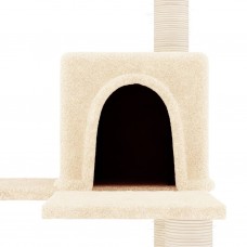 Kaķu māja ar sizala stabiem nagu asināšanai, 153 cm, bēša