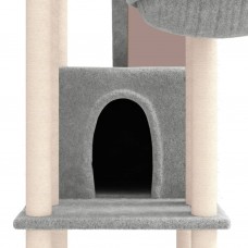 Kaķu māja ar sizala stabiem nagu asināšanai, 201 cm, pelēka