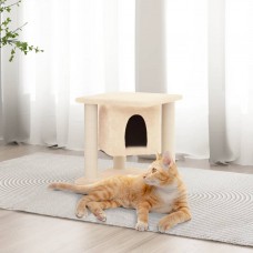 Kaķu māja ar sizala stabiem nagu asināšanai, 37 cm, krēmkrāsas