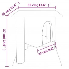 Kaķu māja ar sizala stabiem nagu asināšanai, 37 cm, pelēka