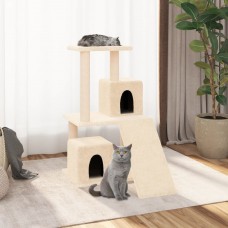 Kaķu māja ar sizala stabiem nagu asināšanai, 82 cm, krēmkrāsas