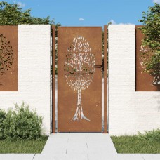 Dārza vārti, 105x205 cm, tērauds ar rūsas efektu, koka dizains