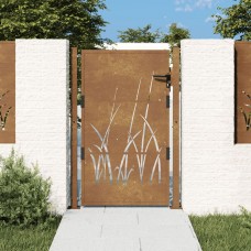 Dārza vārti, 105x130 cm, tērauds ar rūsas efektu, zāles dizains