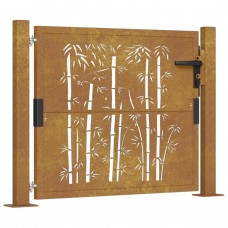 Dārza vārti, 105x80 cm, tērauds, rūsas efekts, bambusa dizains