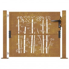 Dārza vārti, 105x80 cm, tērauds, rūsas efekts, bambusa dizains