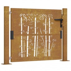 Dārza vārti, 105x105 cm, tērauds, rūsas efekts, bambusa dizains