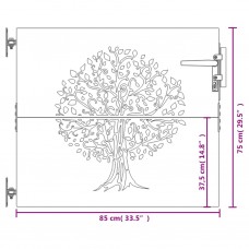 Dārza vārti, 85x75 cm, tērauds ar rūsas efektu, koka dizains