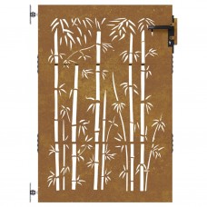 Dārza vārti, 85x125 cm, tērauds, rūsas efekts, bambusa dizains